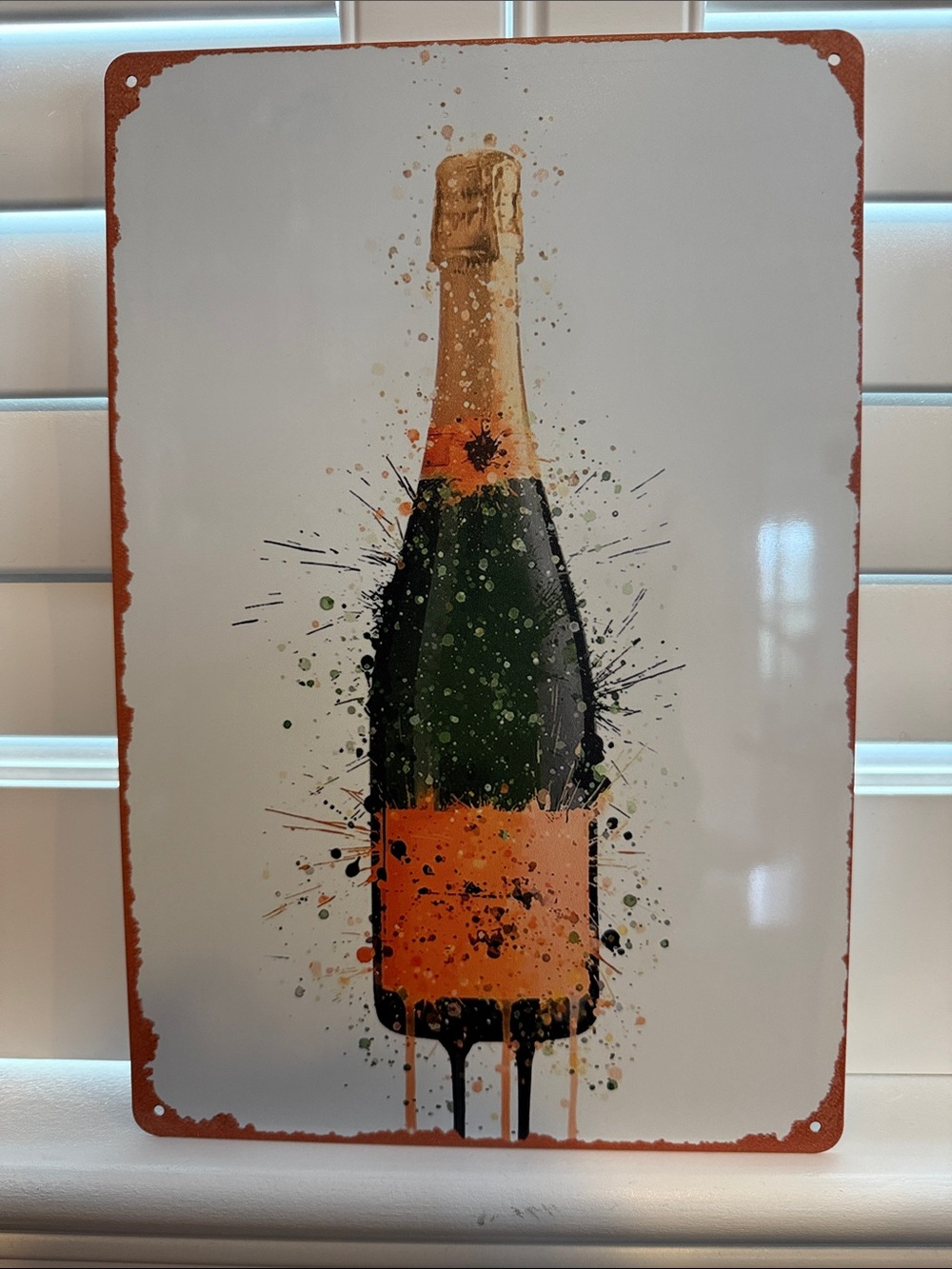 Veuve like Champagne Bottle Splash Wall Art - Green & Gold